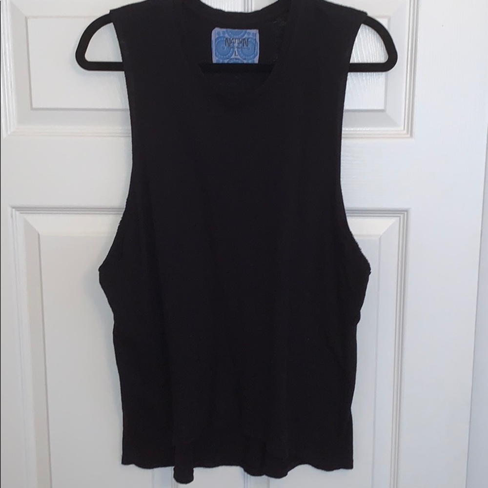 Nation LTD Black Cut off Sleeveless T-Shirt Large. excellent condition - Picture 5 of 8